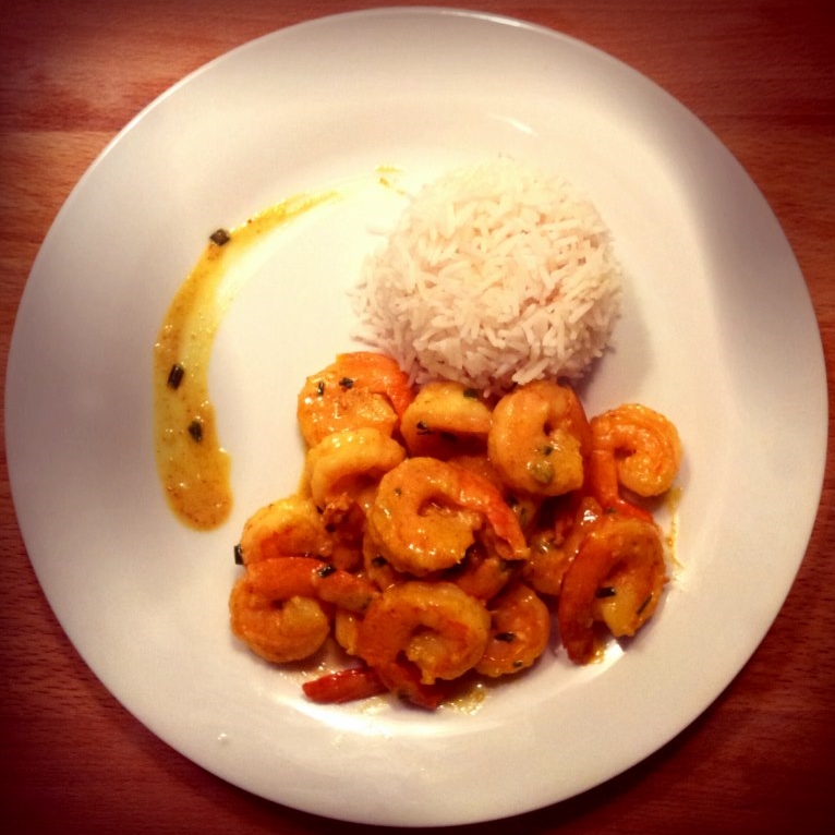 Crevettes curry-coco